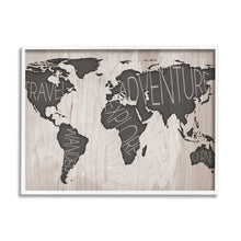 Load image into Gallery viewer, 16&quot; H x 20&quot; W Travel Wander Explore Rustic World Map Grain Pattern - Graphic Art on Canvas
