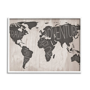 16" H x 20" W Travel Wander Explore Rustic World Map Grain Pattern - Graphic Art on Canvas