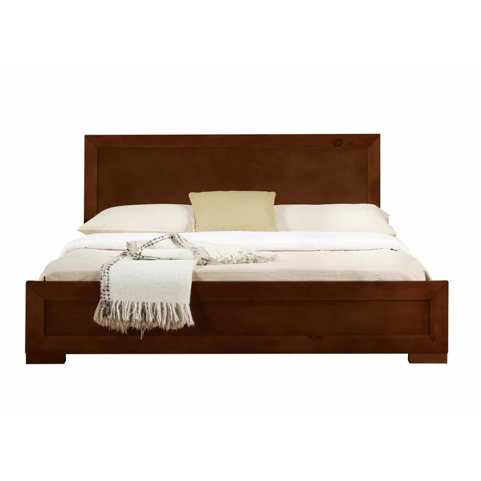 Queen Walnut Trent Solid Wood Low Profile Platform Bed