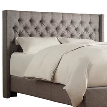 Load image into Gallery viewer, Eastern King Gray Trevoux Upholstered Wingback Headboard

