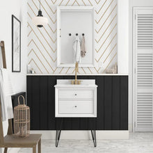 Load image into Gallery viewer, 38&quot; x 24&quot; White Tribecca Modern &amp; Contemporary Beveled Bathroom / Vanity Mirror
