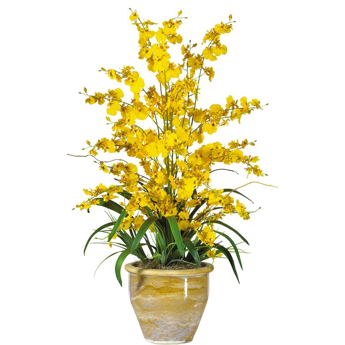 Triple Dancing Lady Silk Orchids Floral Arrangements in Pot