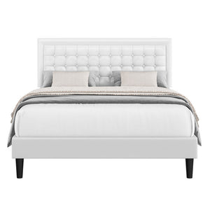 Tufted Upholstered Platform Bed with Adjustable Headboard, Queen