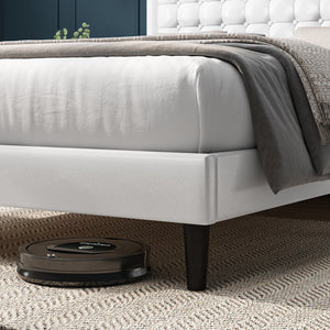 Tufted Upholstered Platform Bed with Adjustable Headboard, Queen
