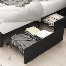 Load image into Gallery viewer, Full Black Tufted Upholstered Storage Platform Bed with Adjustable Headboard
