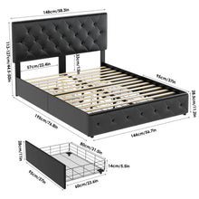Load image into Gallery viewer, Full Black Tufted Upholstered Storage Platform Bed with Adjustable Headboard
