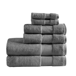 Turkish 6 Piece 100% Cotton Towel Set Charcoal Grey 243ND