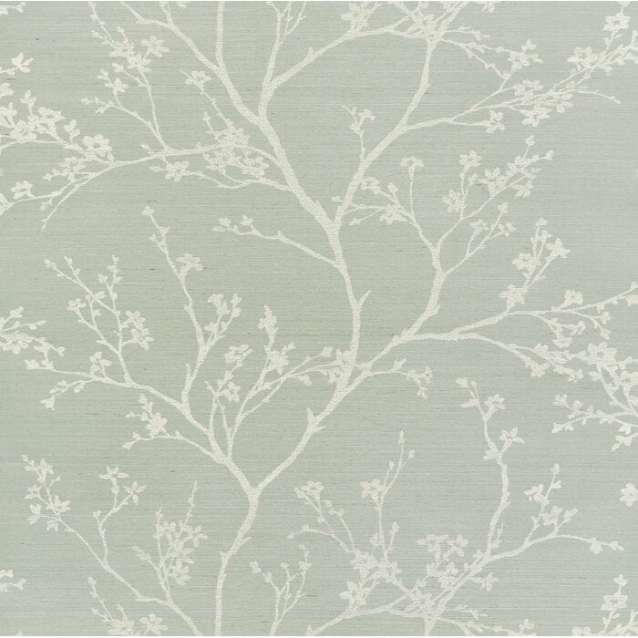 Twiggy Grass Cloth Floral Wallpaper, (4 Rolls)