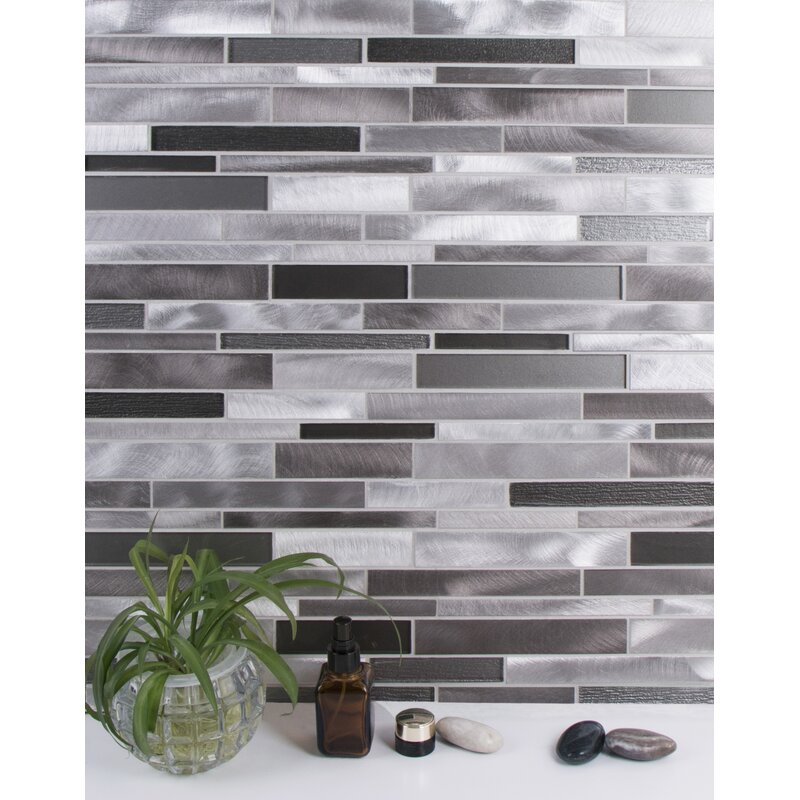Gray Twilight Random Sized Linear Mosaic Tile (Set of 10) MRM/GL2614
