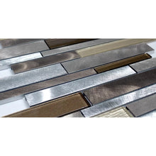 Load image into Gallery viewer, Twilight Random Sized Straight Edge Metal and Glass Mosaic Tile, (10 Pieces)
