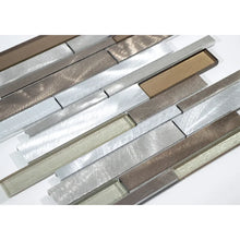Load image into Gallery viewer, Twilight Random Sized Straight Edge Metal and Glass Mosaic Tile, (10 Pieces)
