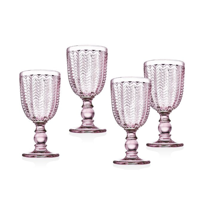 Pink Twill 6 oz. Crystal Goblet - Set of 4 (ND832)