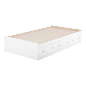 Summertime - Mate's Platform Storage Bed with 3 Drawers, Size: Twin, Color: White, #6375