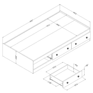 Summertime - Mate's Platform Storage Bed with 3 Drawers, Size: Twin, Color: White, #6375