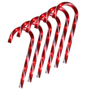 Twinkling Candy Cane Christmas Pathway Marker Lighting Display (Set of 6)