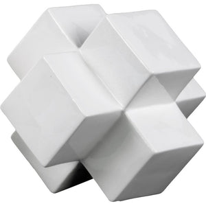4.5" H x 4.5" W x 4.5" D White Tyntesfield Cross Cube Sculpture (SB453)