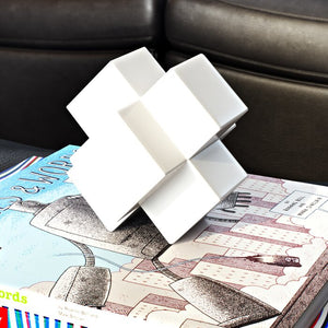 4.5" H x 4.5" W x 4.5" D White Tyntesfield Cross Cube Sculpture (SB453)