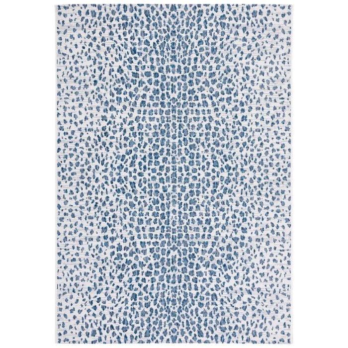 Tyron Animal Print Indoor / Outdoor Area Rug in Ivory/Navy, Rectangle 2'7