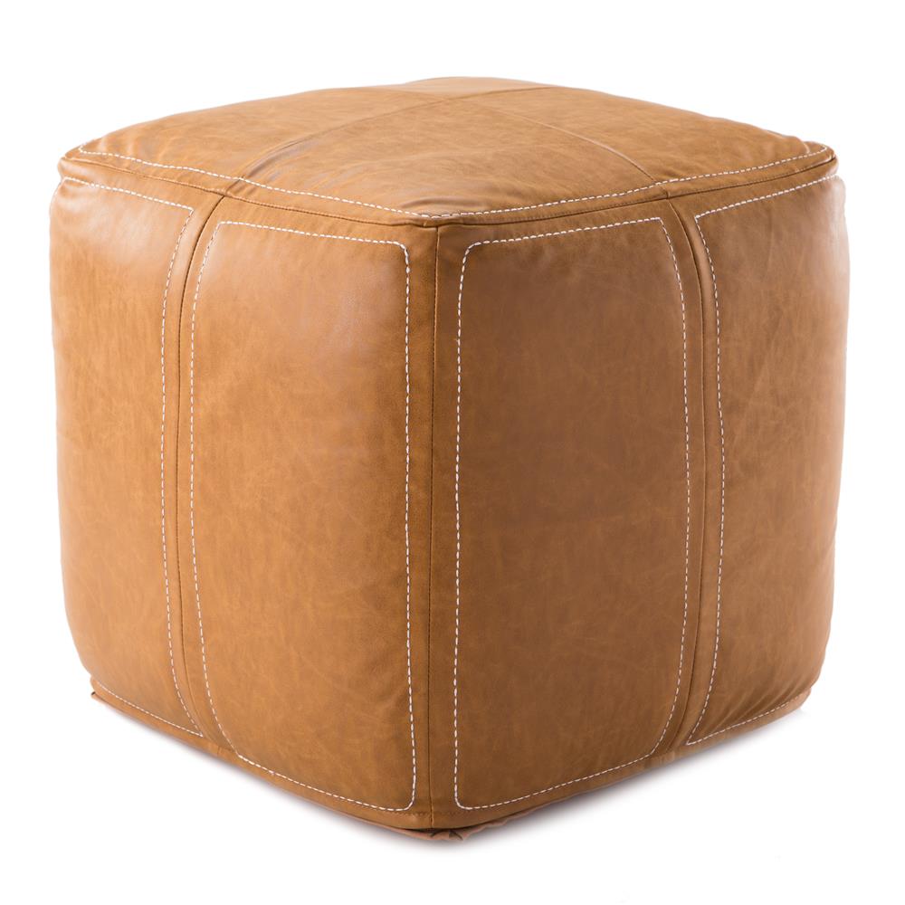 Nikki Chu by Jaipur Living Sauve Tan Solid Square Pouf
