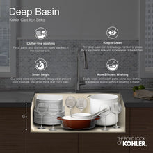 Load image into Gallery viewer, White Kohler Iron/Tones 27" x 18.75" x 9.625" Top-/Under-Mount Single-Bowl Kitchen Sink (Part number: K-5708-0) SB2061
