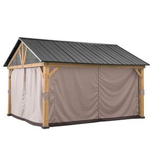 Universal Curtains with Netting Tube for Wood Framed Gazebos, 144" W x 168" D