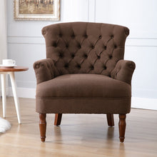 Load image into Gallery viewer, Tufted Brown Upholstered Armchair
