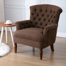 Load image into Gallery viewer, Tufted Brown Upholstered Armchair
