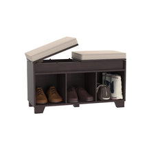 Load image into Gallery viewer, Upholstered Flip Top Cubby Storage Bench, Color: Espresso, #6249

