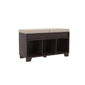 Upholstered Flip Top Cubby Storage Bench, Color: Espresso, #6249