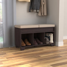 Load image into Gallery viewer, Upholstered Flip Top Cubby Storage Bench, Color: Espresso, #6249
