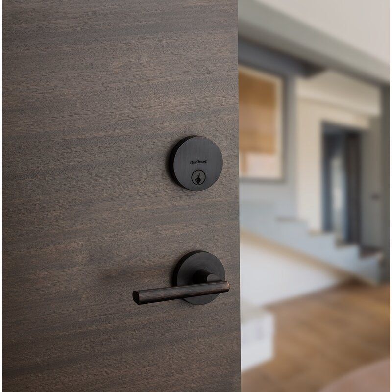 258RDT514SMT Uptown Single Cylinder Deadbolt Round Rosette and Smartkey 3939RR