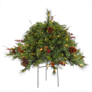 24 inch Cibola Berry Mixed Pine Bush: Clear LEDs MRM2214