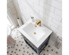 Load image into Gallery viewer, Viola Monarch Blue 24" Single Bowl Ceramic Top MDF Vanity with U-Shape Drawer 2375CDR
