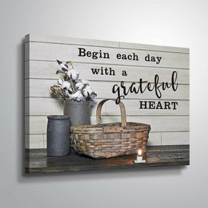 Vandercook Begin Each Day with a Grateful Heart by Susie Boyer - Print on Canvas GL468