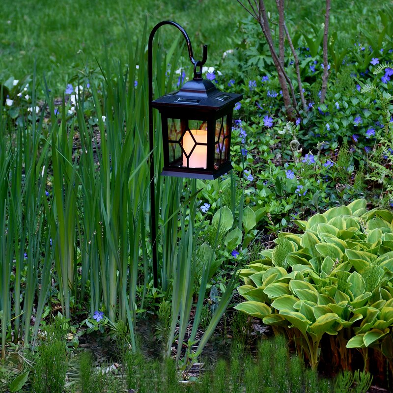 Vanessa Solar Lantern and Shepherd's Hook 2 Piece Garden Stake Set 3175AH