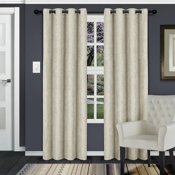 Vedder Geometric Room Darkening Thermal Grommet Curtain Panels, 52 x 120  (Set of 2)