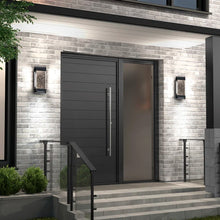 Load image into Gallery viewer, Veleer Matte Black 11.8&#39;&#39; H Integrated LED Seeded Glass Outdoor Armed Sconce
