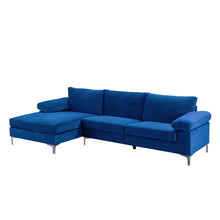 Load image into Gallery viewer, Velvet Upholstered Navy Chaise, partial sectional
