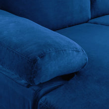 Load image into Gallery viewer, Velvet Upholstered Navy Chaise, partial sectional

