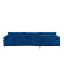 Load image into Gallery viewer, Velvet Upholstered Navy Chaise, partial sectional
