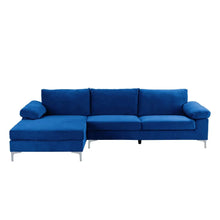 Load image into Gallery viewer, Velvet Upholstered Navy Chaise, partial sectional
