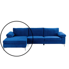 Load image into Gallery viewer, Velvet Upholstered Navy Chaise, partial sectional
