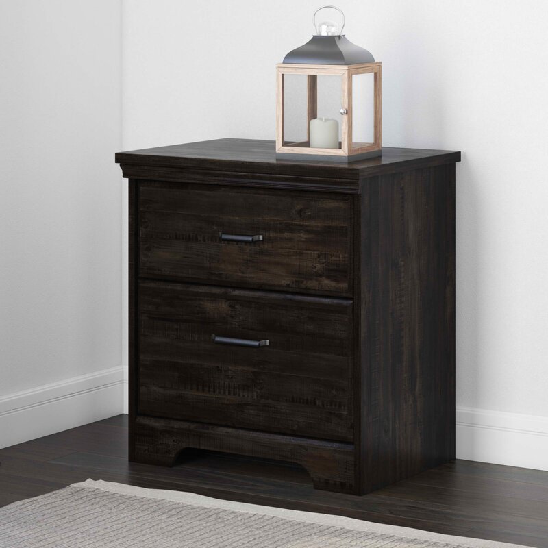 Rubbed Black Versa 2 Drawer Nightstand 7198RR