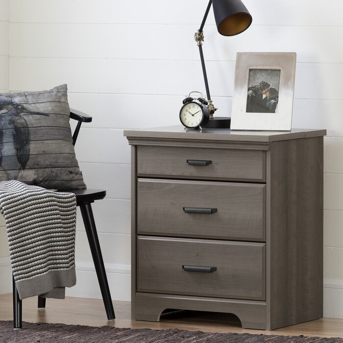 27.75'' H x 17.50'' D Gray Maple Versa 3 Drawer Nightstand