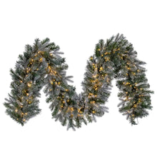 Load image into Gallery viewer, Frosted Douglas Fir Artificial Garland, Warm White LED Wide Angle Lights - Green - 9&#39; x 14&quot;
