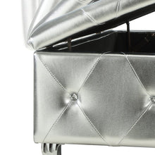 Load image into Gallery viewer, Silver Victoria Faux Leather Flip Top Storage Bench
