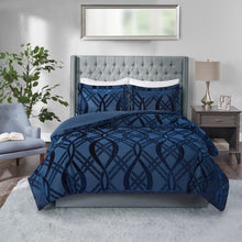 Load image into Gallery viewer, Victorine Navy Microfiber 3 Piece Duvet Cover Set EC1245
