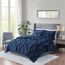 Load image into Gallery viewer, Victorine Navy Microfiber 3 Piece Duvet Cover Set EC1245
