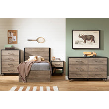 Load image into Gallery viewer, Matte Black &amp; Weathered Oak Vienna 23.25&#39;&#39; Tall 1 - Drawer Nightstand
