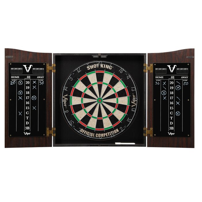 Viper Vault Shot King Sisal Bristle Dartboard and Cabinet Set #1833HW